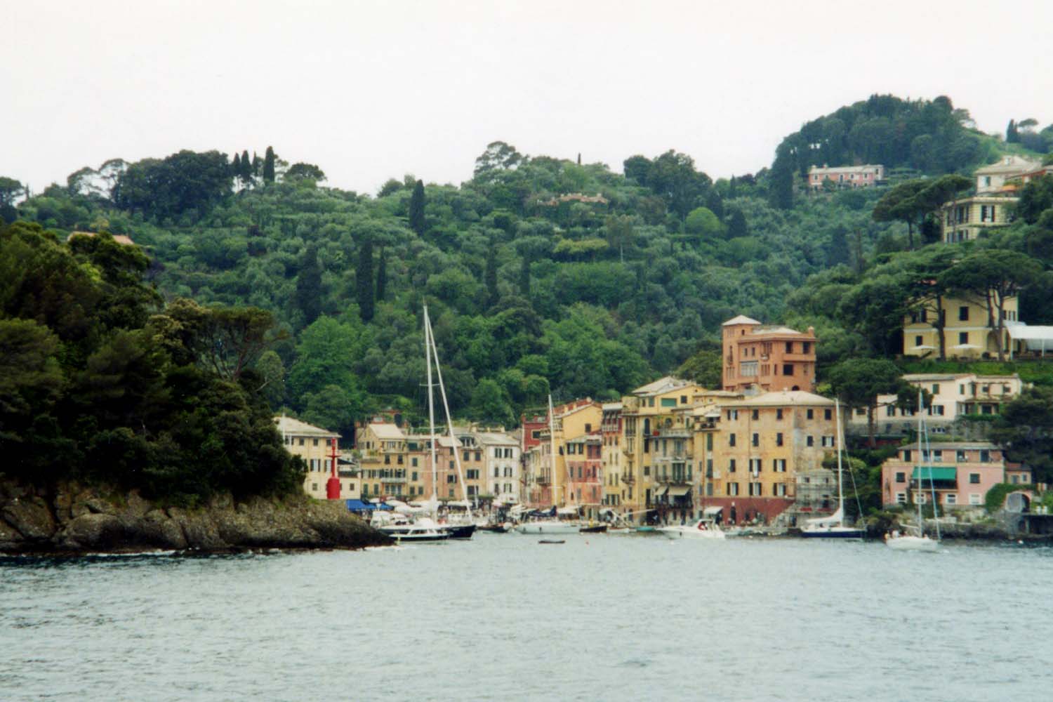 Ferry approaching Portofino on the Italian Riviera